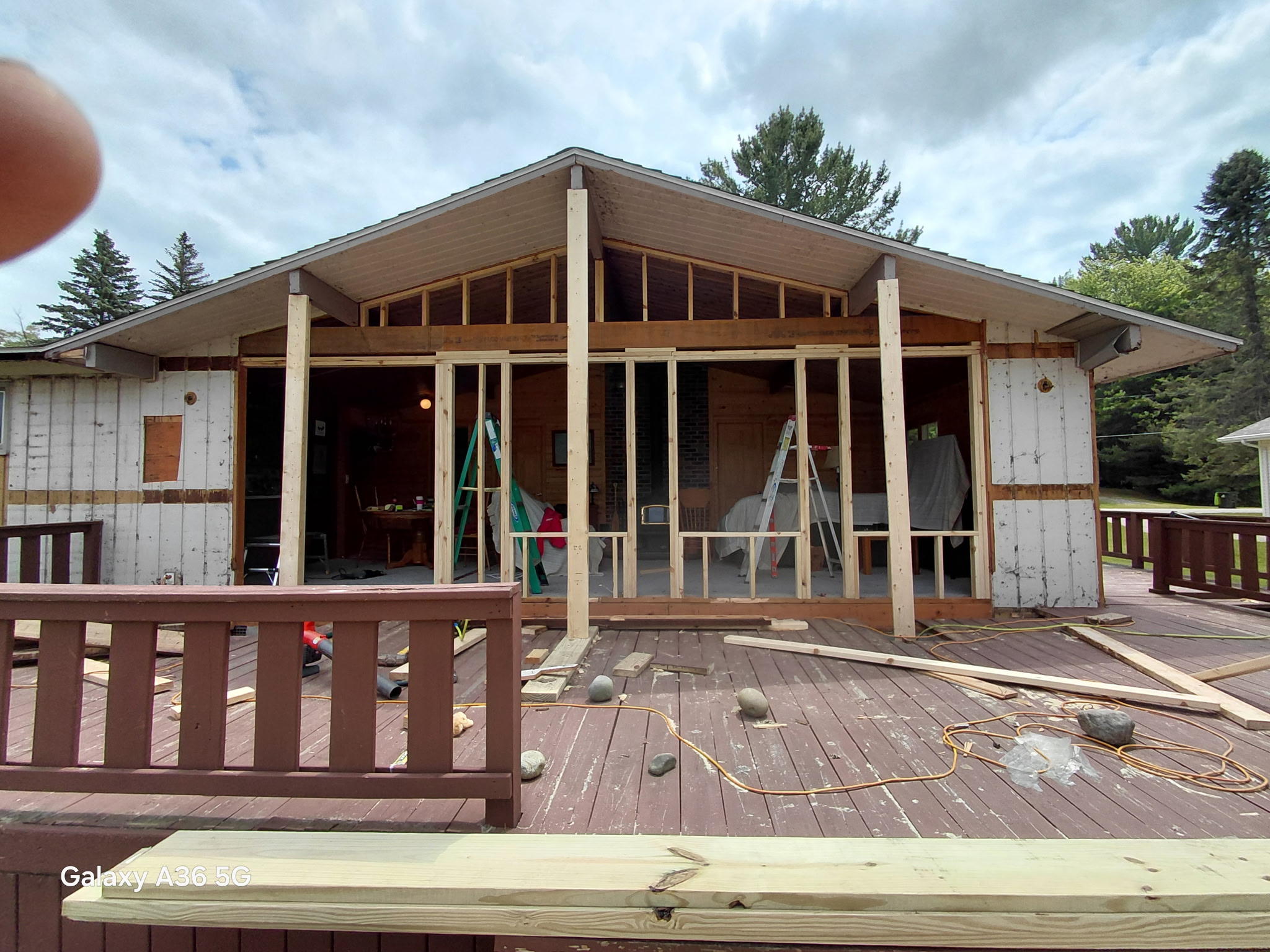 Cabin back exterior midway through renovation